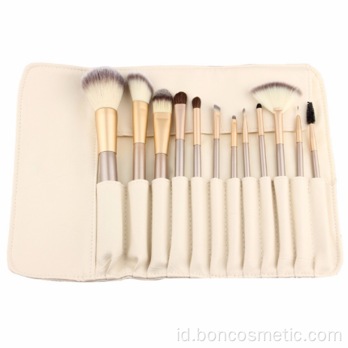 12pcs kuas makeup Private Label diatur dengan dompet